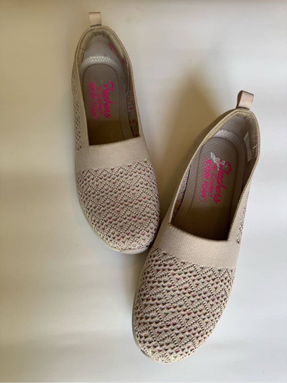 Skechers Shoes Womens 8.5 Natural Multi Knit Be Cool Comfort Slip On Casual